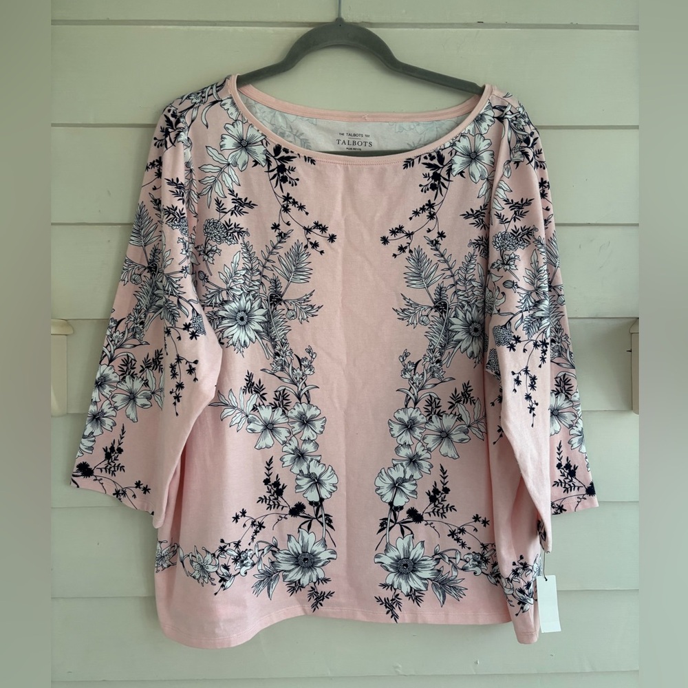 Talbots Floral 3/4 Sleeve Top Women’s Size 3X Petite New With Tag